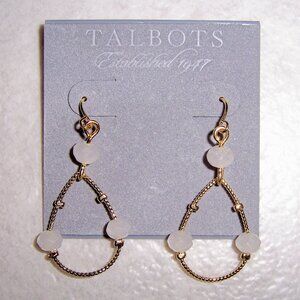 TALBOTS Beaded Gold Teardrop Fashion Earrings NWT Brand New
